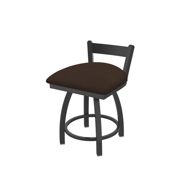 18" Low Back Swivel Vanity Stool, Pewter Finish, Rein Coffee Seat